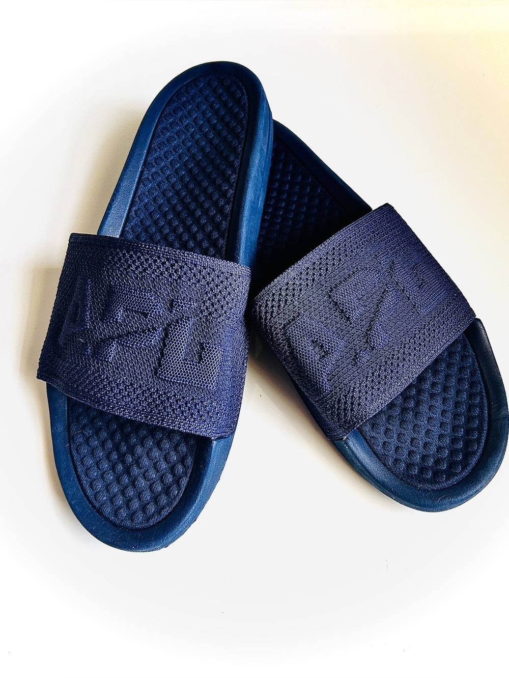 APL Big Logo TechLoom Slides Sandal Navy Blue 11 NWOB